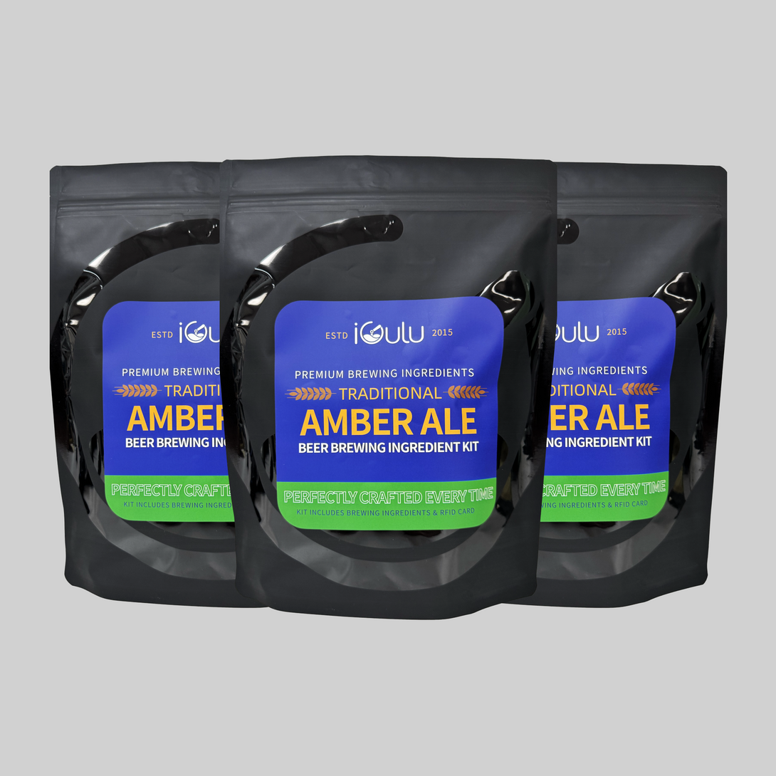 iGulu UK Traditional Amber Ale Beer Brewing Ingredient Kit - Premium Malts, Hops and Yeast